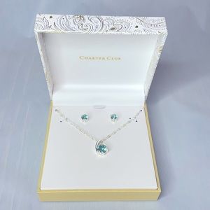 Charter Club aqua tear drop necklace and earrings
